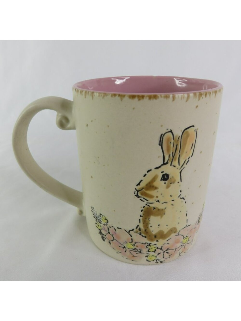 Bunny Rabbit Mug 16 oz Coffee Cup Pink and Cream 2019 Spectrum Designz Stoneware